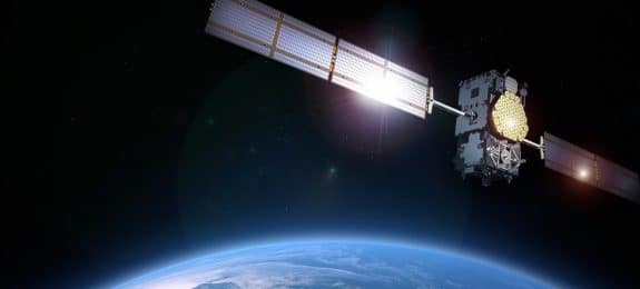 Telecom satellite in earth orbit